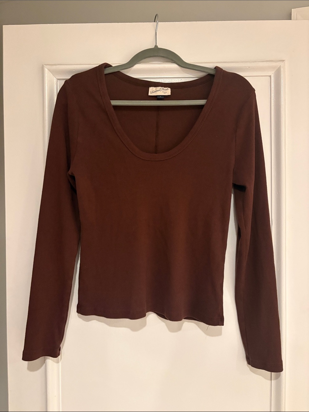 Target Women’s Scoop Neck Long Sleeve Top in Brown